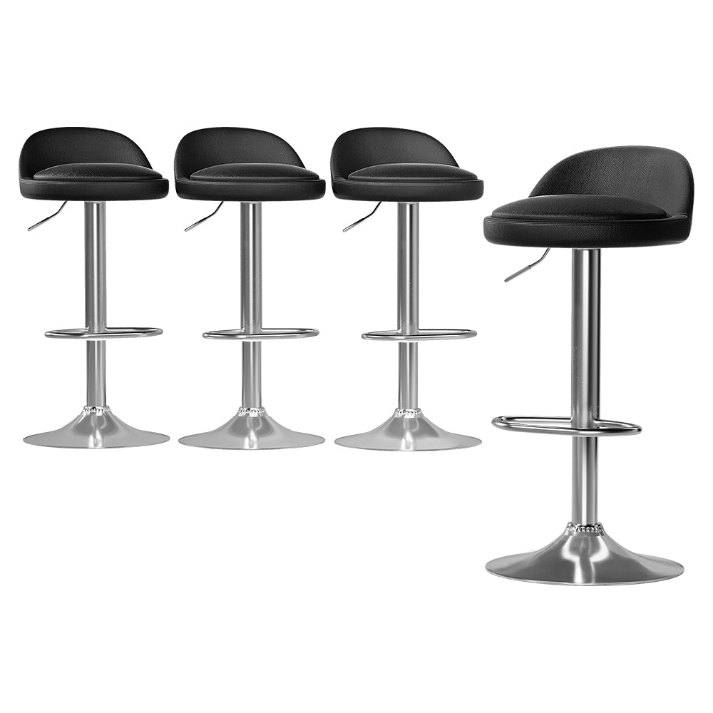 Set of 4 Nuvo Leather Bar Stools - Black