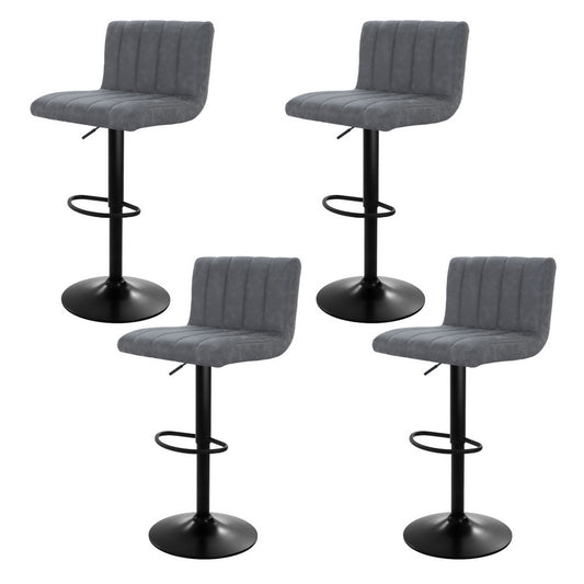 Set of 4 Como Bar Stools Vintage Leather Gas Lift - Grey