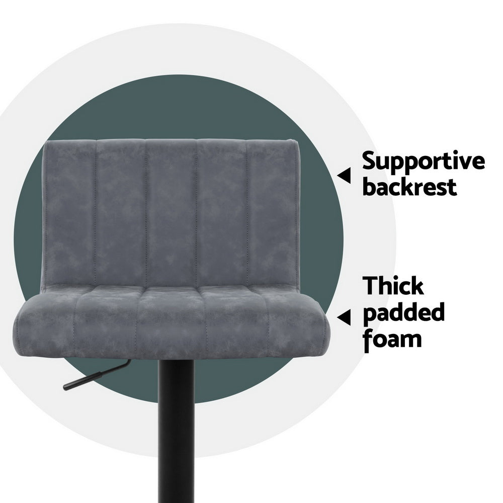 Set of 4 Como Bar Stools Vintage Leather Gas Lift - Grey