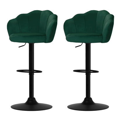 Set of 2 Nessah Velvet Bar Stools - Green
