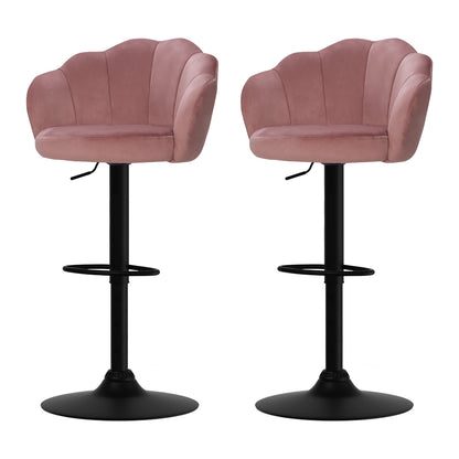 Set of 2 Nessah Velvet Bar Stools - Pink