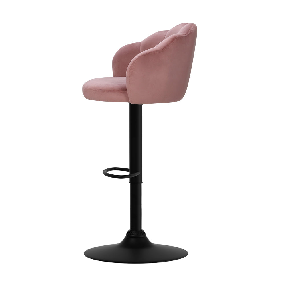 Set of 2 Nessah Velvet Bar Stools - Pink
