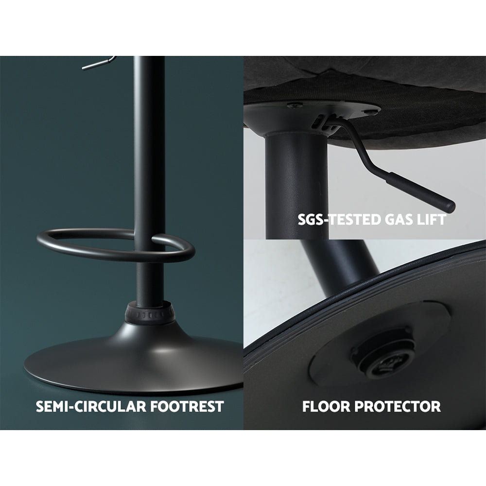 Set of 2 Rushal Vintage Leather Bar Stools - Black