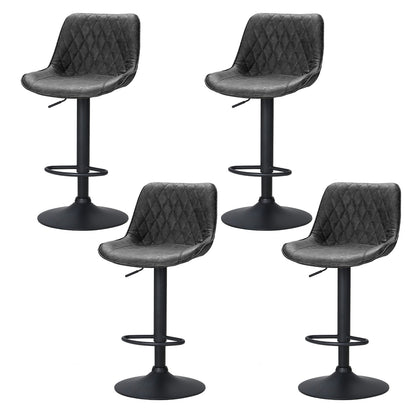Set of 4 Rushal Bar Stools Gas Lift Vintage Leather - Black