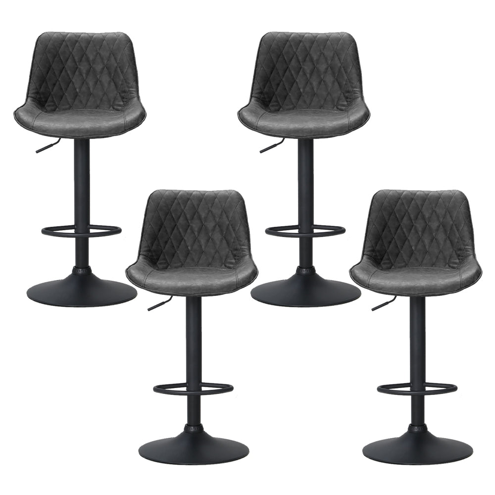 Set of 4 Rushal Bar Stools Gas Lift Vintage Leather - Black
