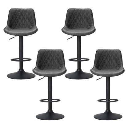 Set of 4 Rushal Bar Stools Gas Lift Vintage Leather - Black