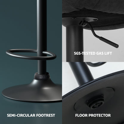 Set of 4 Rushal Bar Stools Gas Lift Vintage Leather - Black