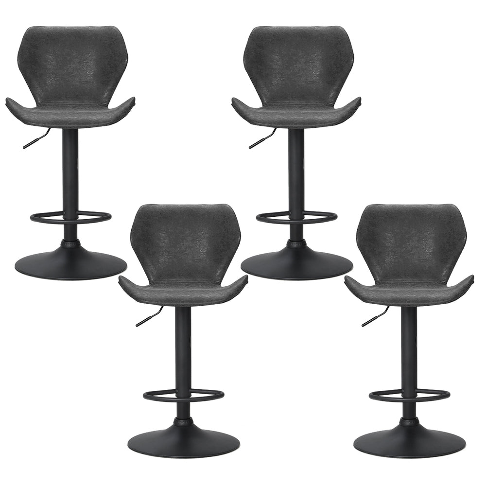 Set of 4 Frawley Bar Stools Vintage Leather Gas Lift - Black