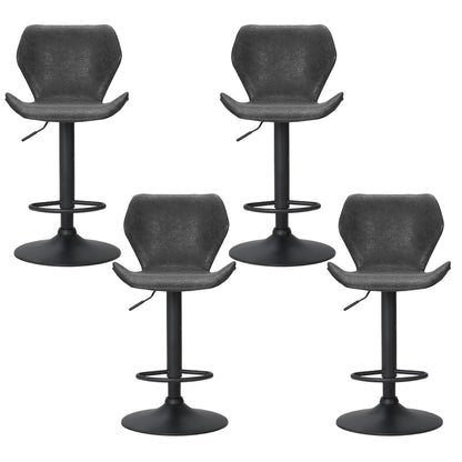 Set of 4 Frawley Bar Stools Vintage Leather Gas Lift - Black