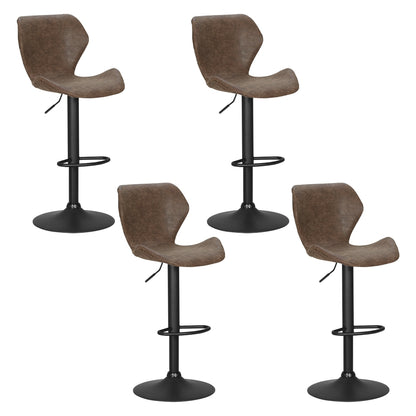 Set of 4 Frawley Bar Stools Vintage Leather Gas Lift - Brown