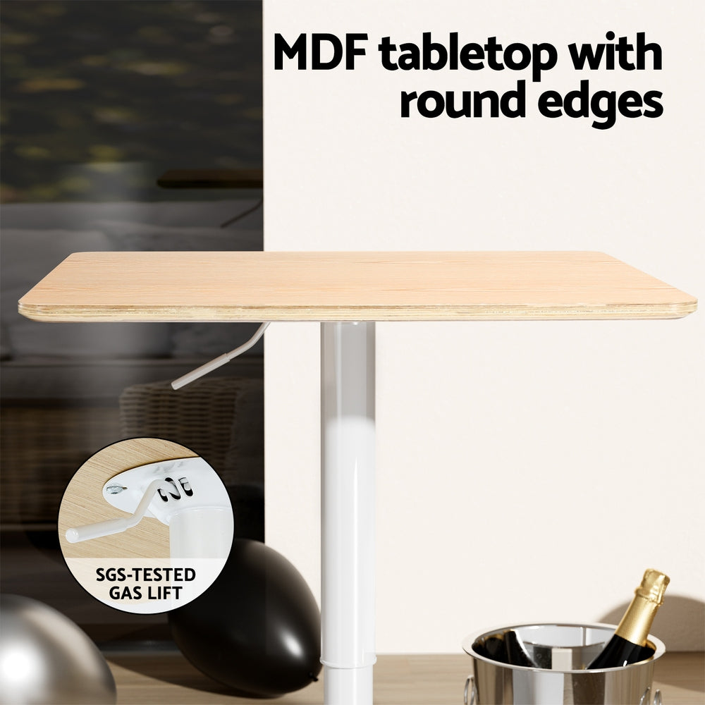 Aine Bar Table Gas Lift Swivel Base 60CM Square - Pine