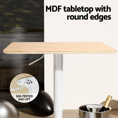 Aine Bar Table Gas Lift Swivel Base 60CM Square - Pine