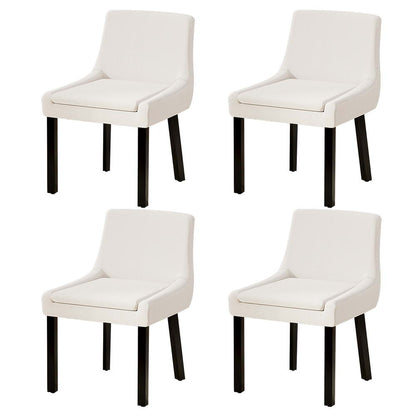 Set of 4 Corduroy Dining Chairs Wooden - Beige