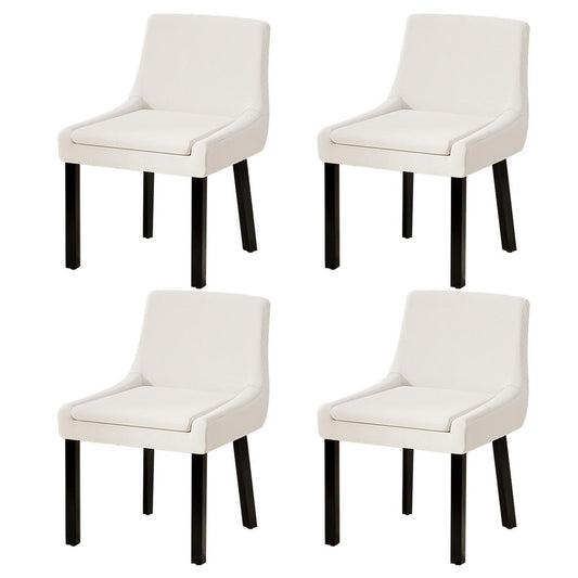Set of 4 Corduroy Dining Chairs Wooden - Beige