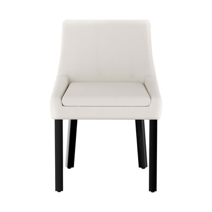 Set of 4 Corduroy Dining Chairs Wooden - Beige