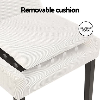 Set of 4 Corduroy Dining Chairs Wooden - Beige