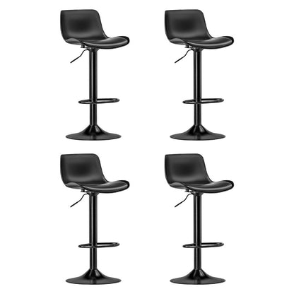 Set of 4 Fynn Bar Stools Padded Seat Gas Lift - Black