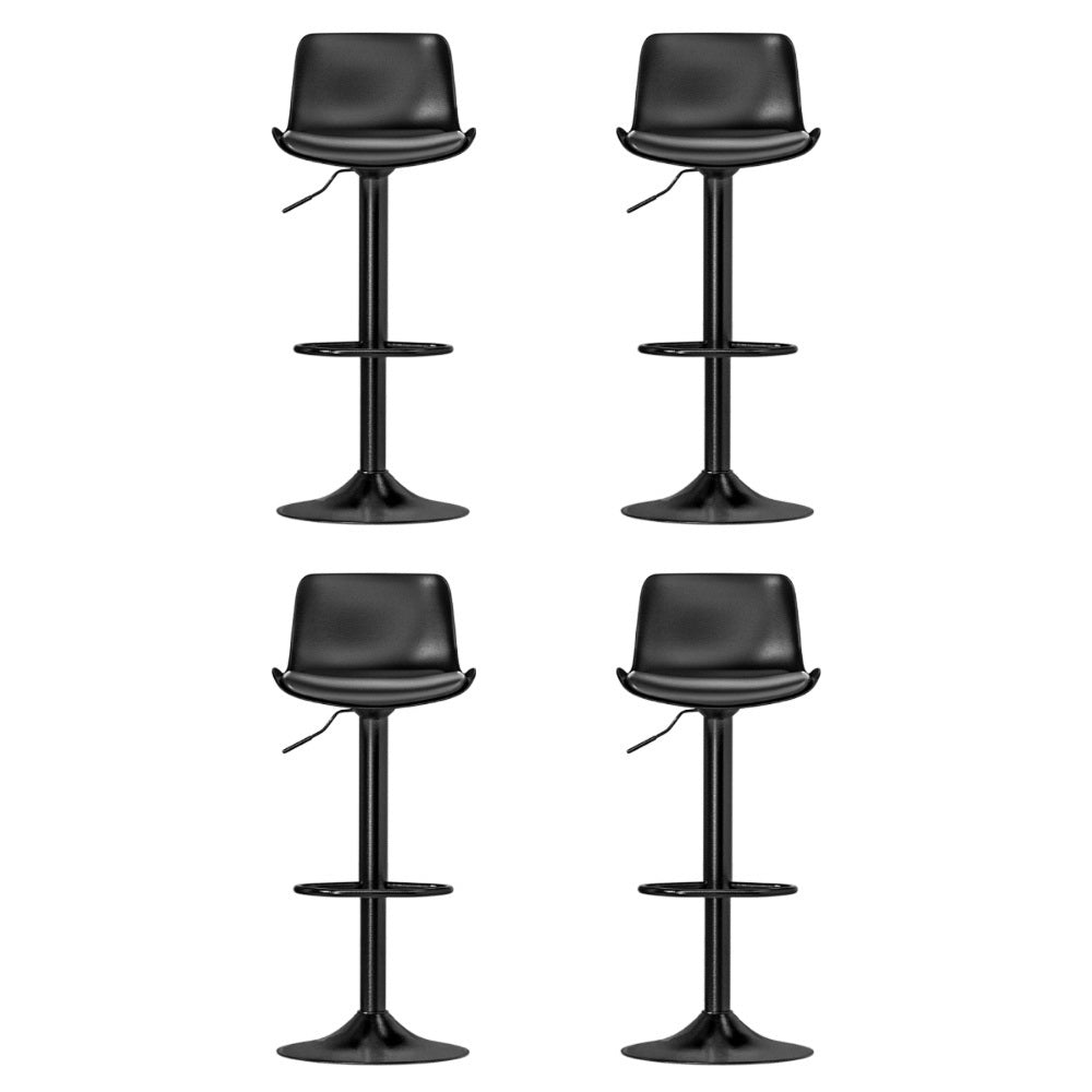 Set of 4 Fynn Bar Stools Padded Seat Gas Lift - Black