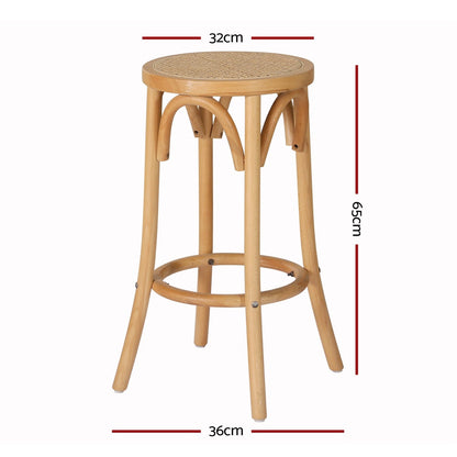 Set of 4 Apri Bar Stools Rattan Seat Wooden
