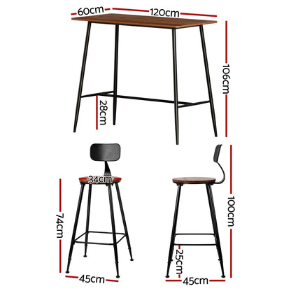 Bar Table and Stools Set Dining Desk Kitchen Chairs Cafe Pub