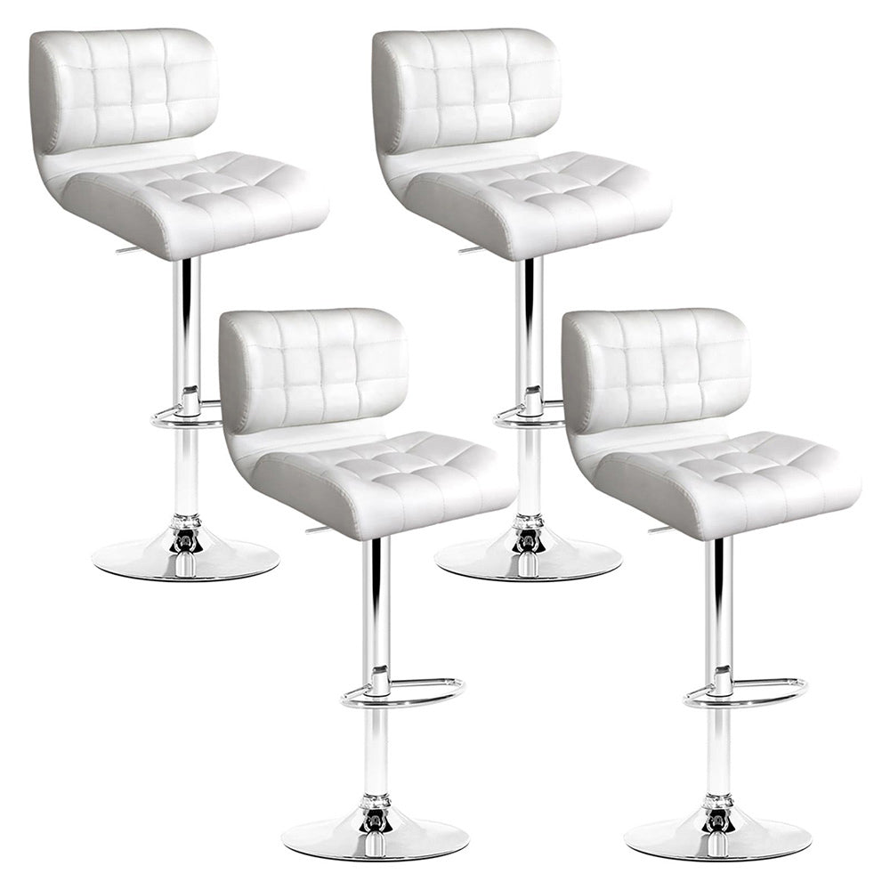 Set of 4 Padded Leather Bar Stools - White