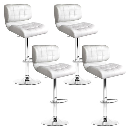 Set of 4 Padded Leather Bar Stools - White