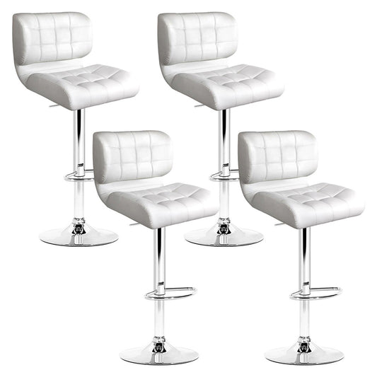 Set of 4 Padded Leather Bar Stools - White