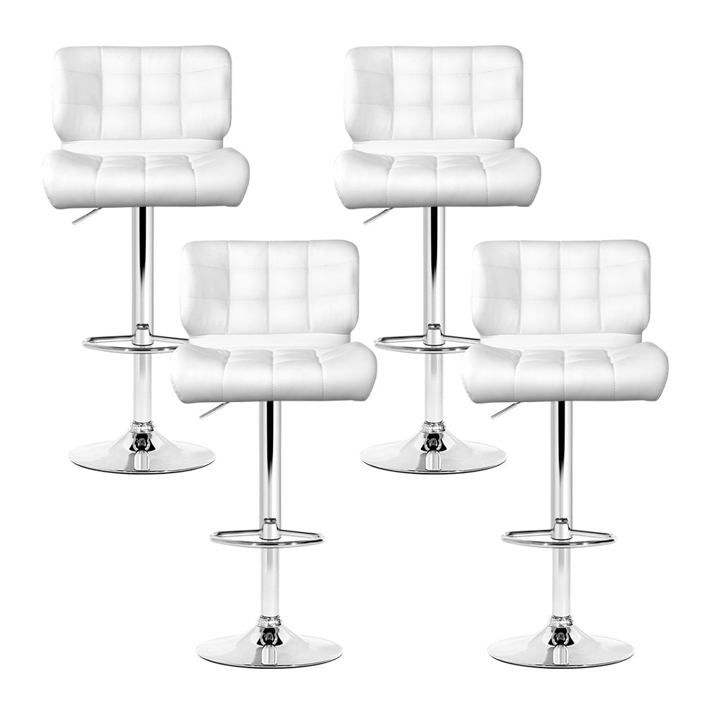 Set of 4 Padded Leather Bar Stools - White