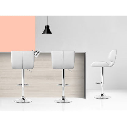 Set of 4 Padded Leather Bar Stools - White