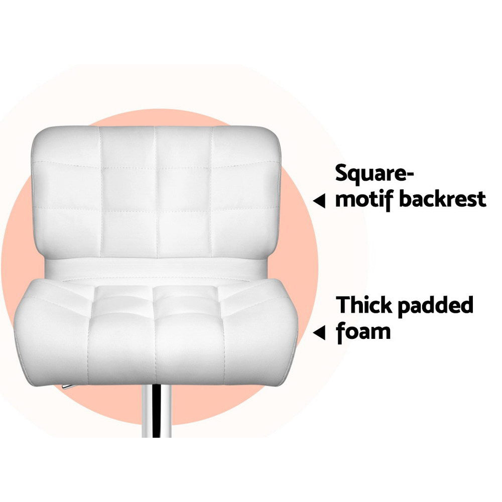 Set of 4 Padded Leather Bar Stools - White