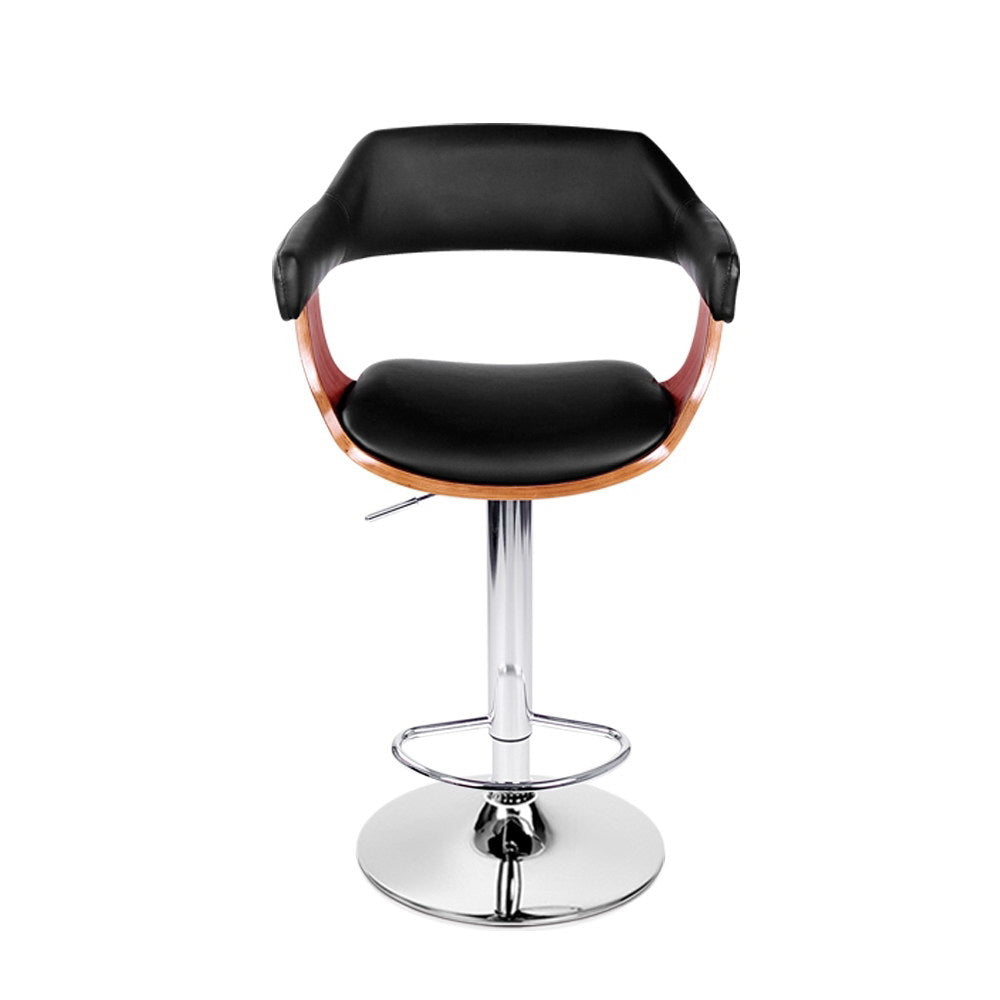 Selina Leather Bar Stool w/Armrest - Black