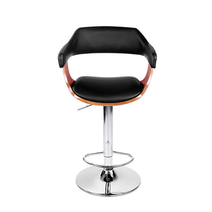 Selina Leather Bar Stool w/Armrest - Black