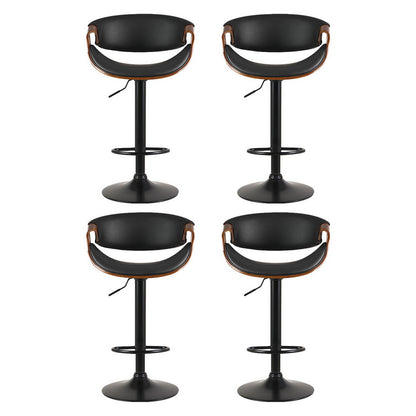 Set of 4 Leather Bar Stools Gas Lift w/Armrest