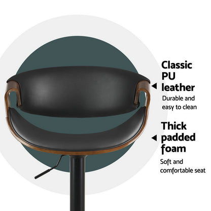 Set of 4 Leather Bar Stools Gas Lift w/Armrest