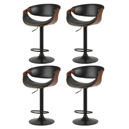 Set of 4 Leather Bar Stools Gas Lift w/Armrest