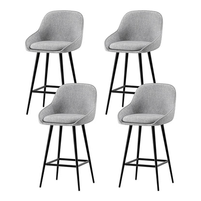 Set of 4 Arugmi Bar Stools Upholstered Stool Counter Seat Kitchen Dining Chairs - Grey