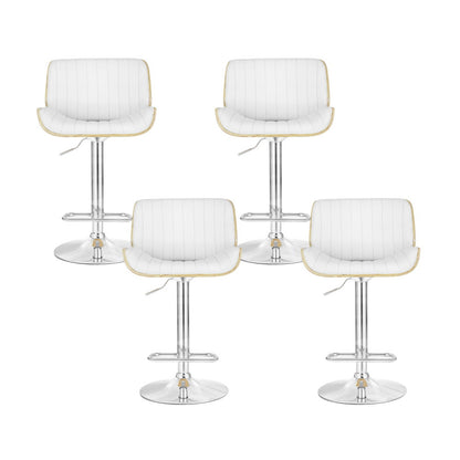 Set of 4 Galina Bar Stools Adjustable Leather Chairs - White