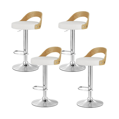 Set of 4 Publia Bar Stools Adjustable Leather Padded - White