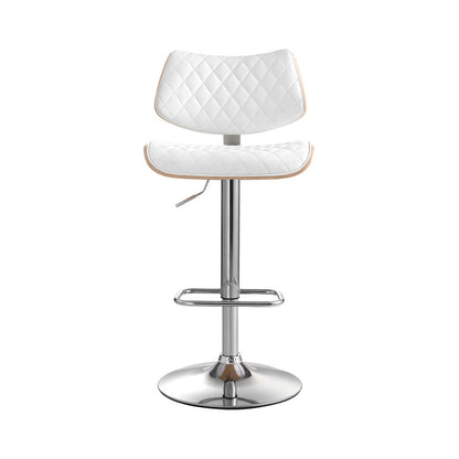 Quilla Gas Lift Bar Stool - Wooden Leather White