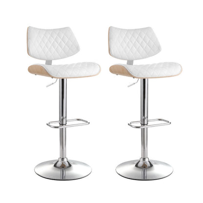 Set of 2 Quilla Leather Bar Stools - White
