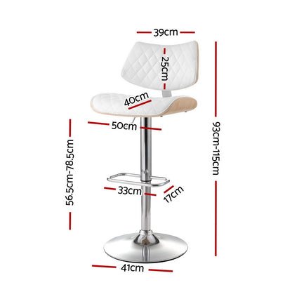 Set of 2 Quilla Leather Bar Stools - White