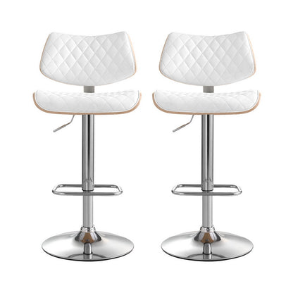 Set of 2 Quilla Leather Bar Stools - White