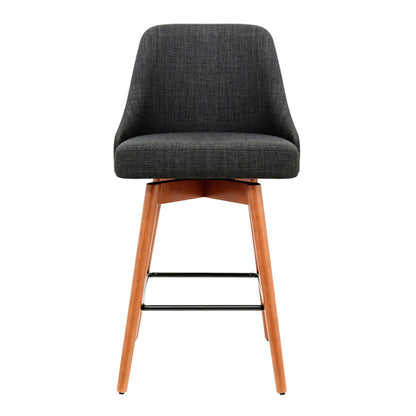 Set of 2 Wooden Swivel Bar Stools - Charcoal