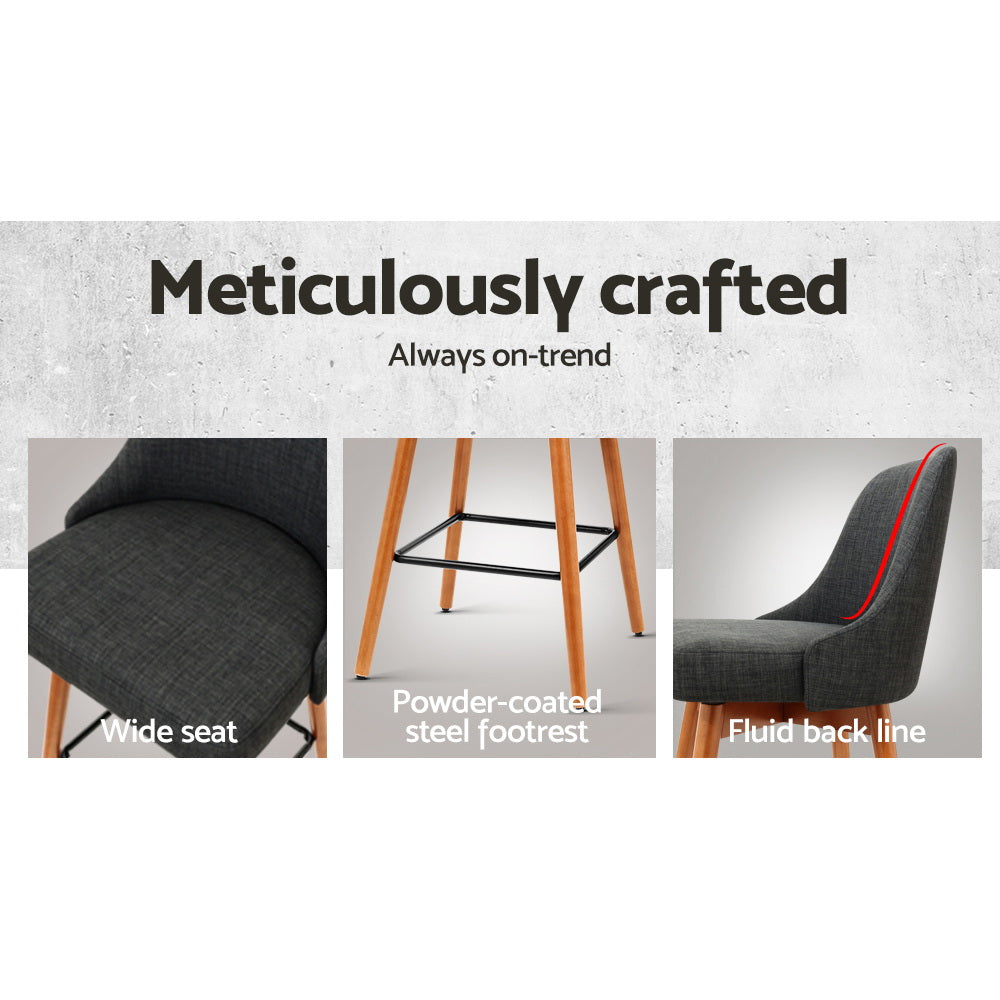 Set of 2 Wooden Swivel Bar Stools - Charcoal