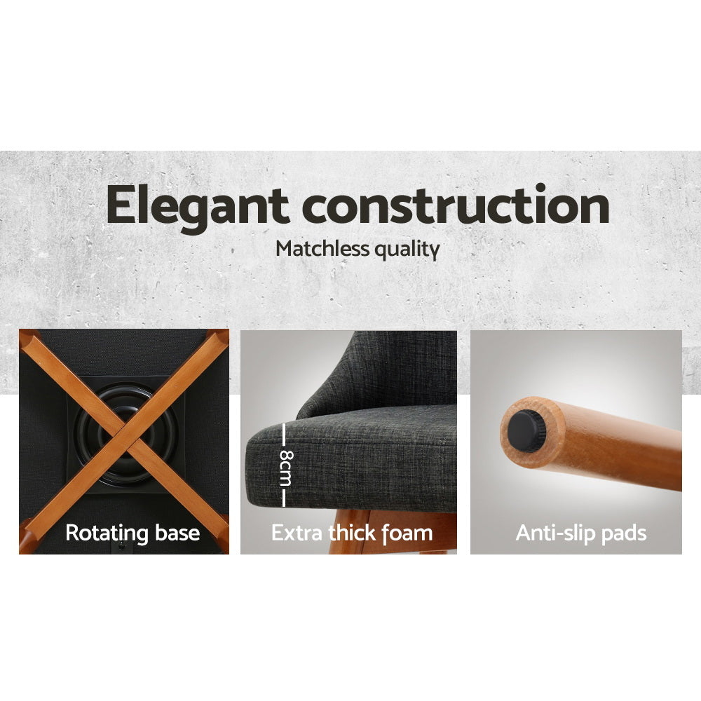 Set of 2 Wooden Swivel Bar Stools - Charcoal