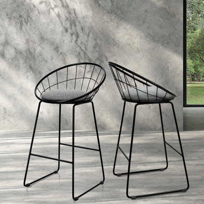 Set of 2 Padded Metal Bar Stools
