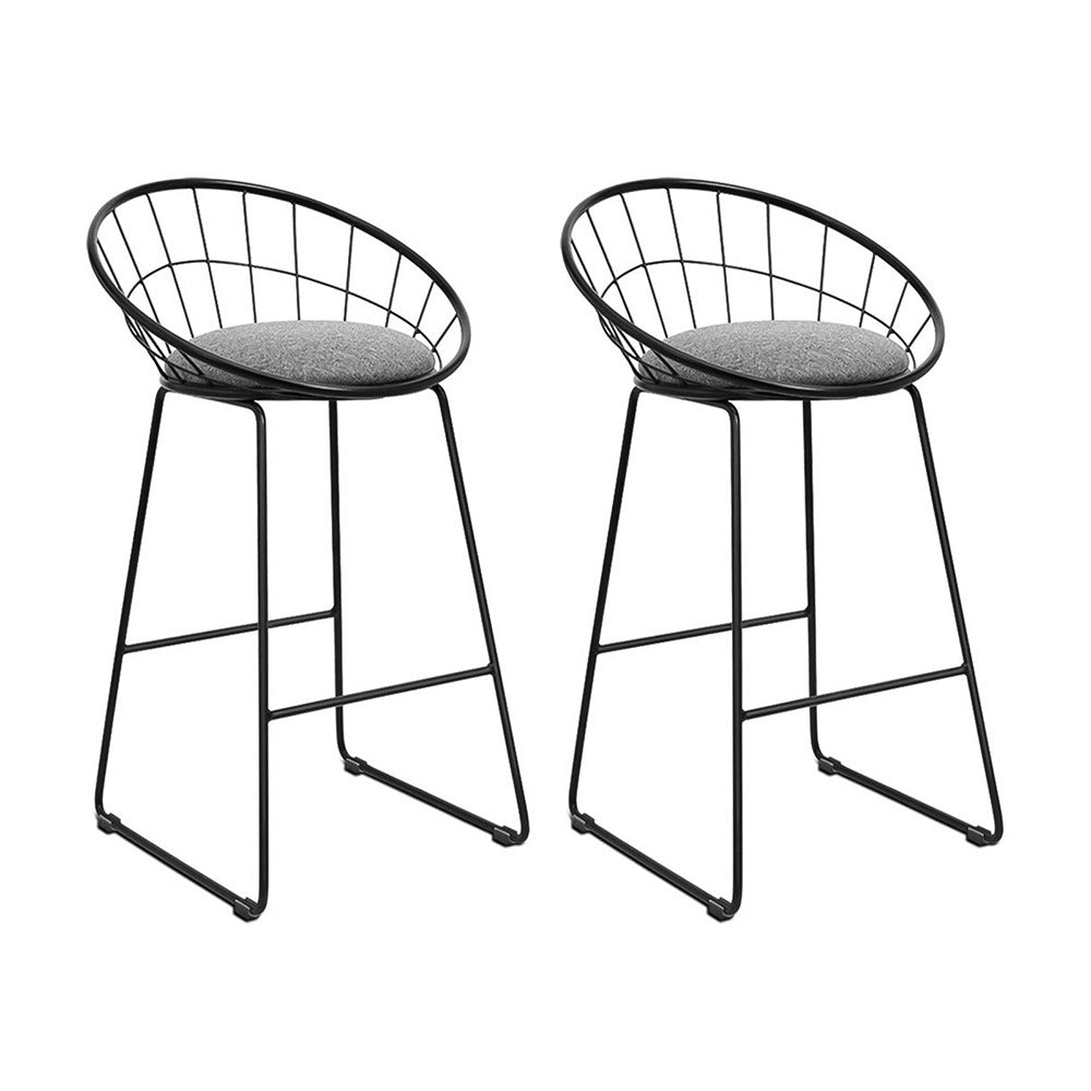 Set of 2 Padded Metal Bar Stools