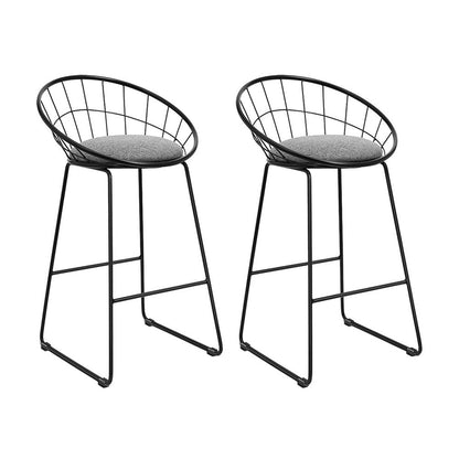 Set of 2 Padded Metal Bar Stools