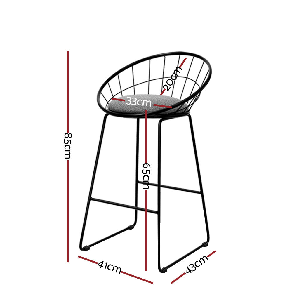 Set of 4 Padded Bar Stools Metal