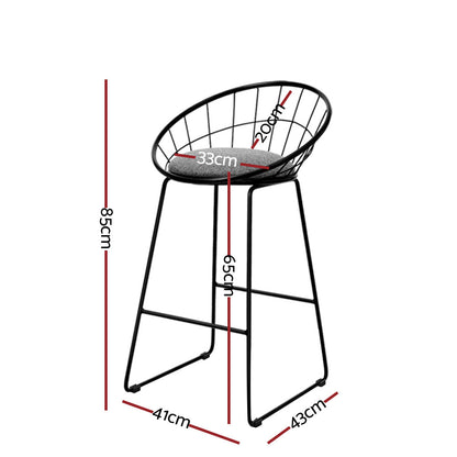 Set of 4 Padded Bar Stools Metal